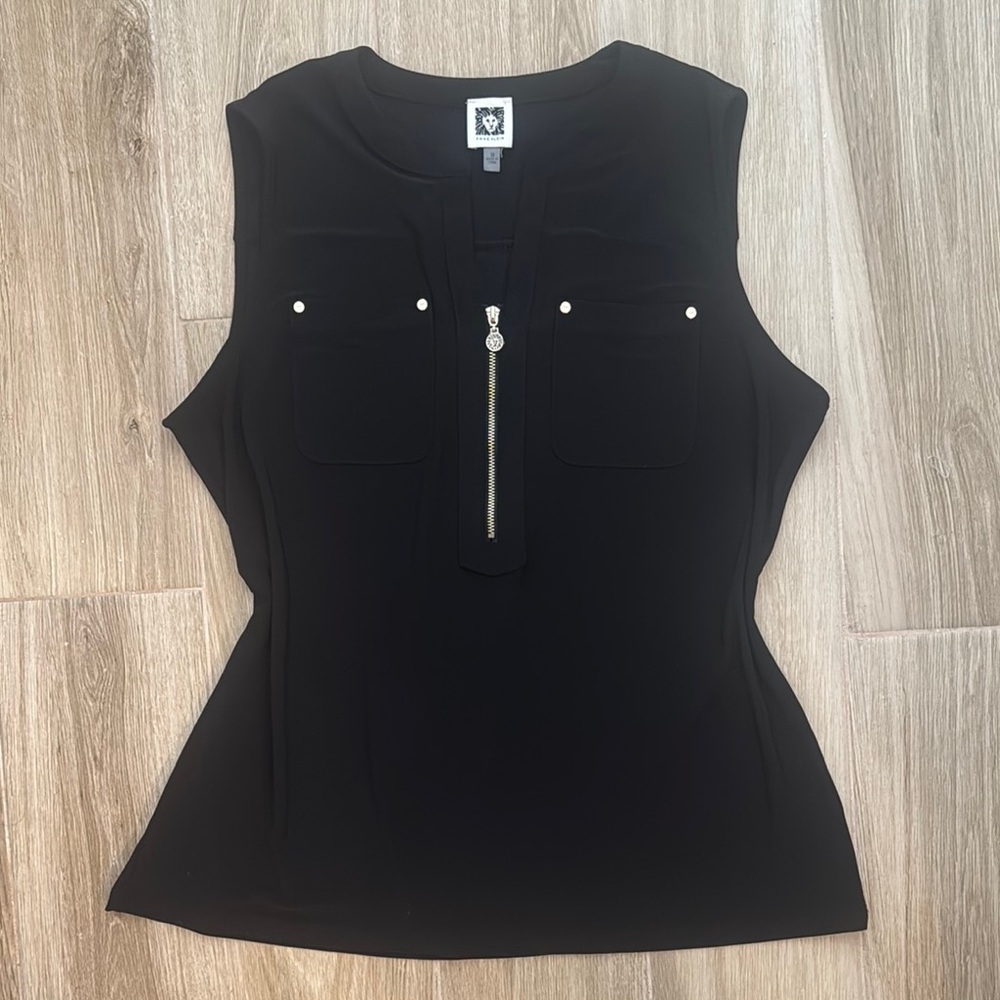 Anne Klein Black Tank Top with Zipper